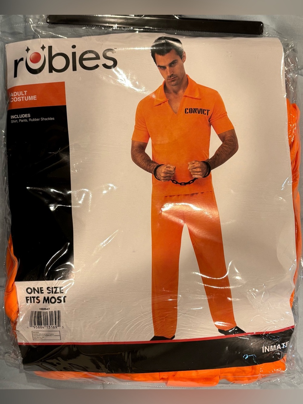 Robies Men’s Orange Convict Costume Shirt one size fits most